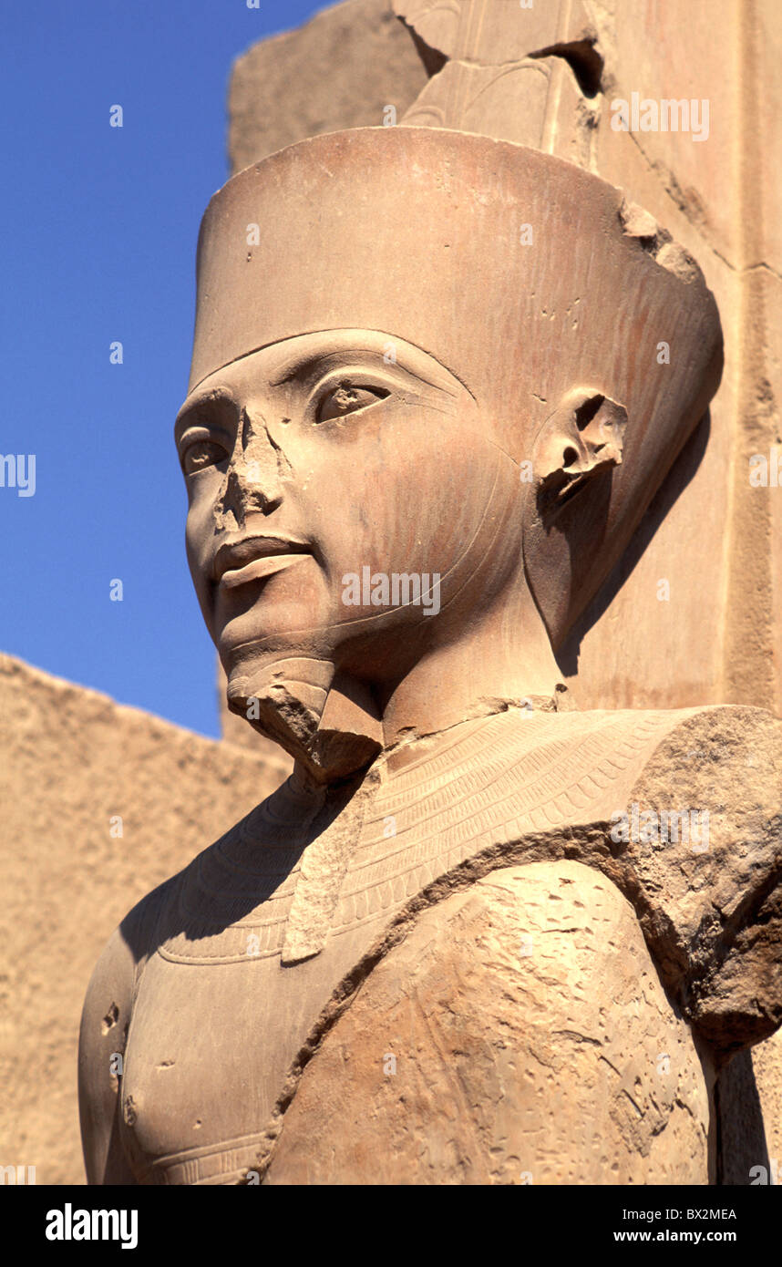 antique antiquity culture Egypt North Africa head Karnak temple plastic