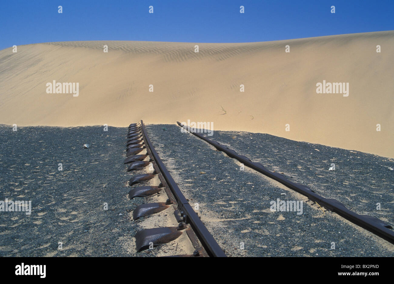 Africa covered Namib Desert Luderitz dune sand Namibia Africa railroad sand dune Stock Photo
