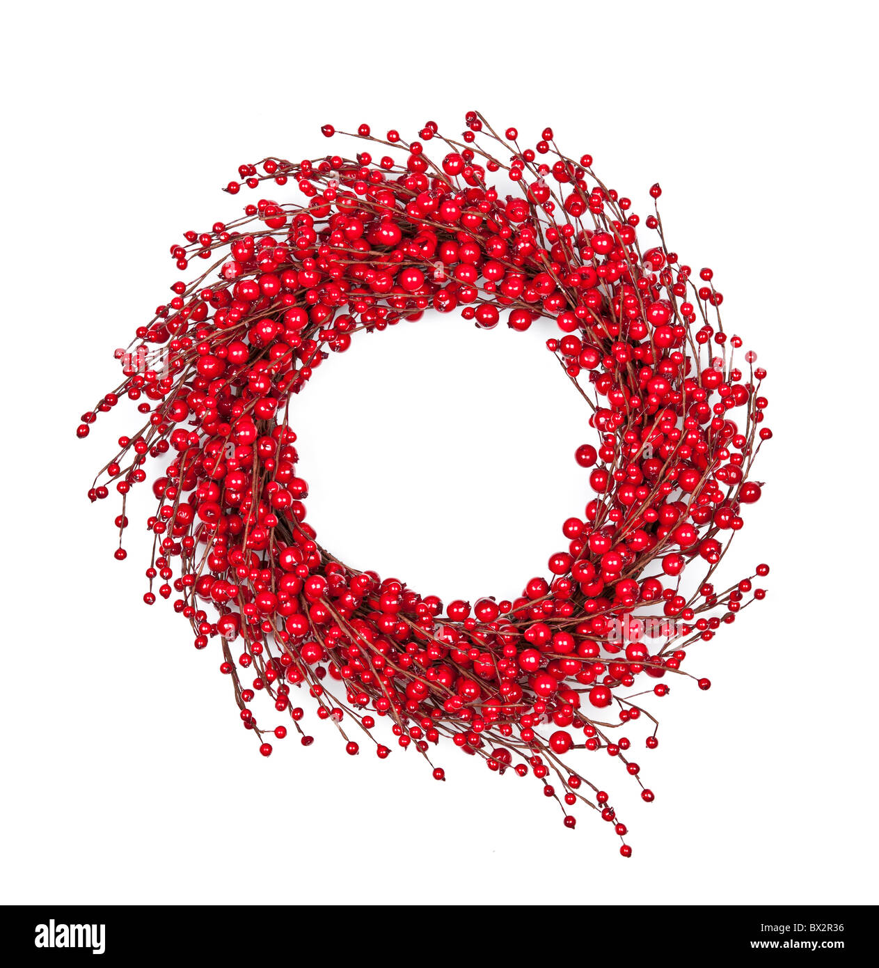 Christmas wreath of red berries isolated on white Stock Photo - Alamy