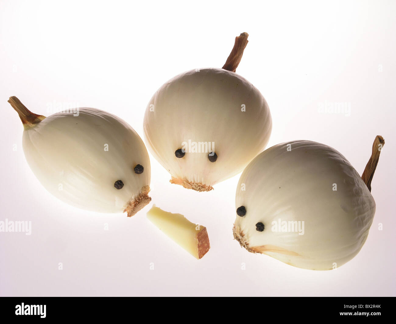 onion mice cheese symbol studio amusing humor figures Stock Photo