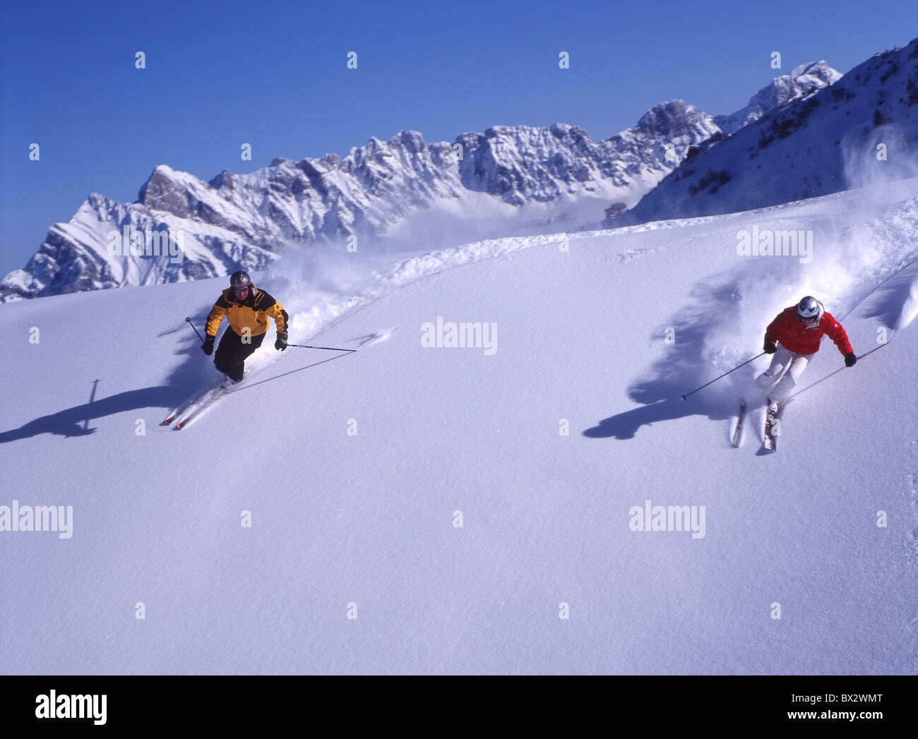 ski skiing Carving deep snow Flumserberge mountains mountain fresh