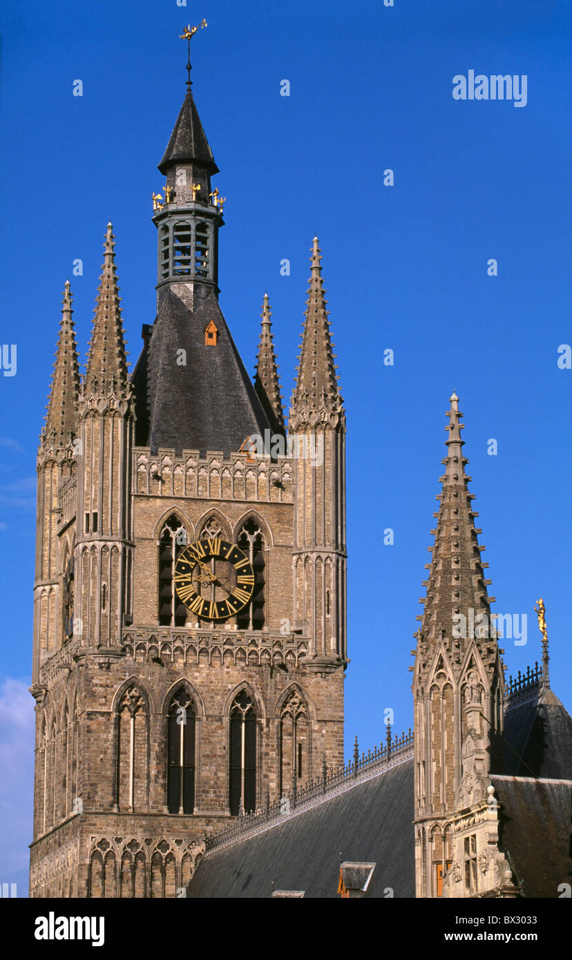 Belfried and city-hall  in Ypern (Ieper). Flanders, Belgium, World Heritage Stock Photo
