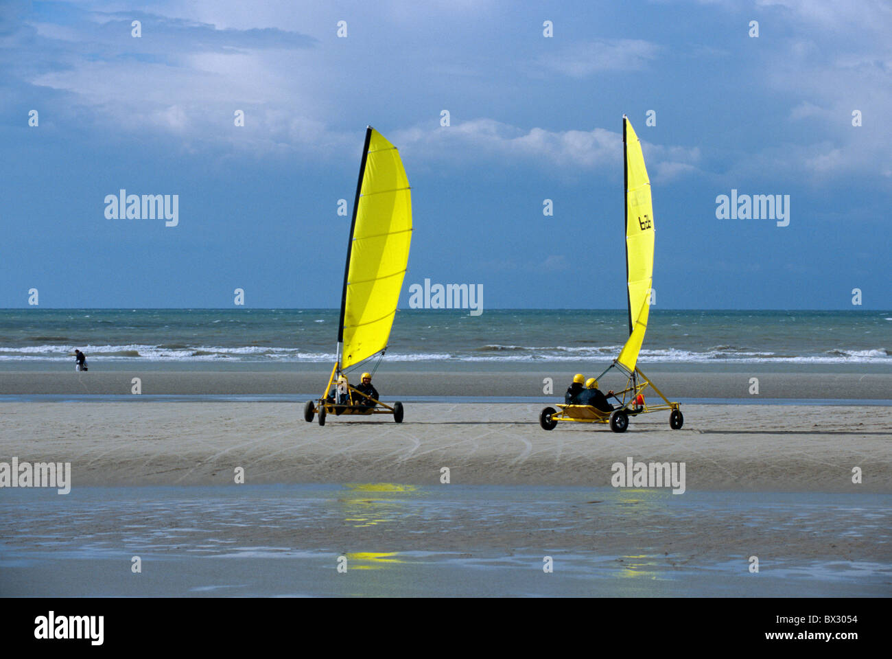 sand-yachting in De Panne, Flanders, Belgium Stock Photo