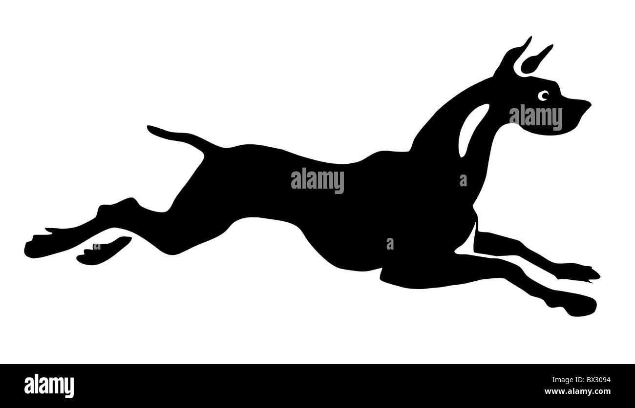 vector illustration running dog on white background Stock Photo - Alamy