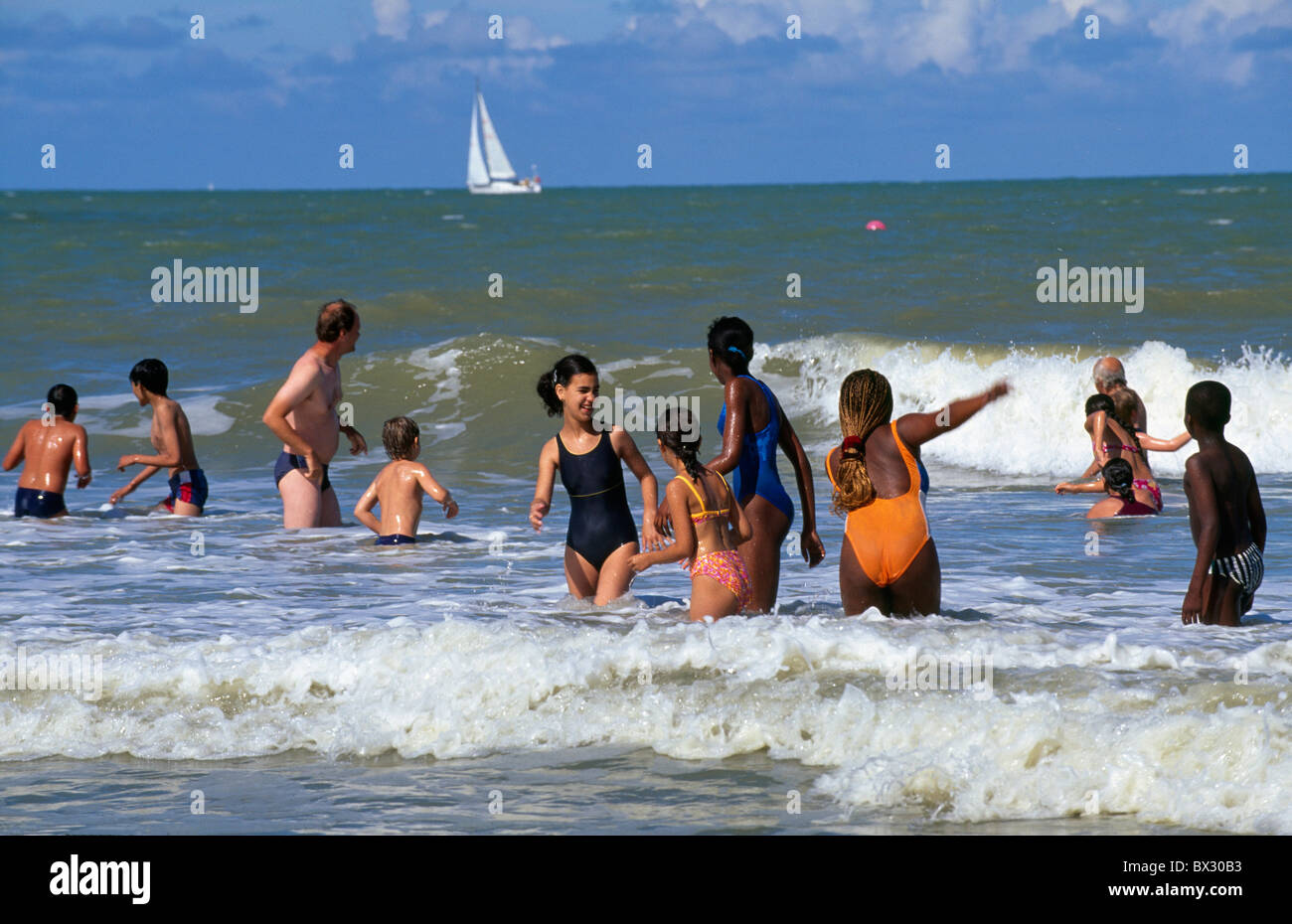 Beach of Oostende Flanders, Belgium Stock Photo