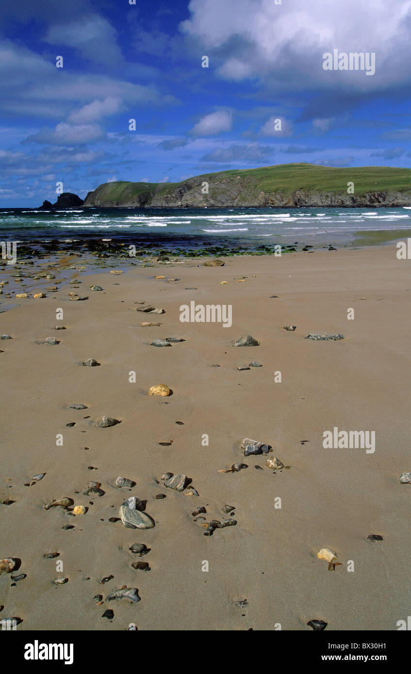 scenery landscape beach seashore Farr Bay North Sea sea coast seashore sand sand beach stones width broad Stock Photo