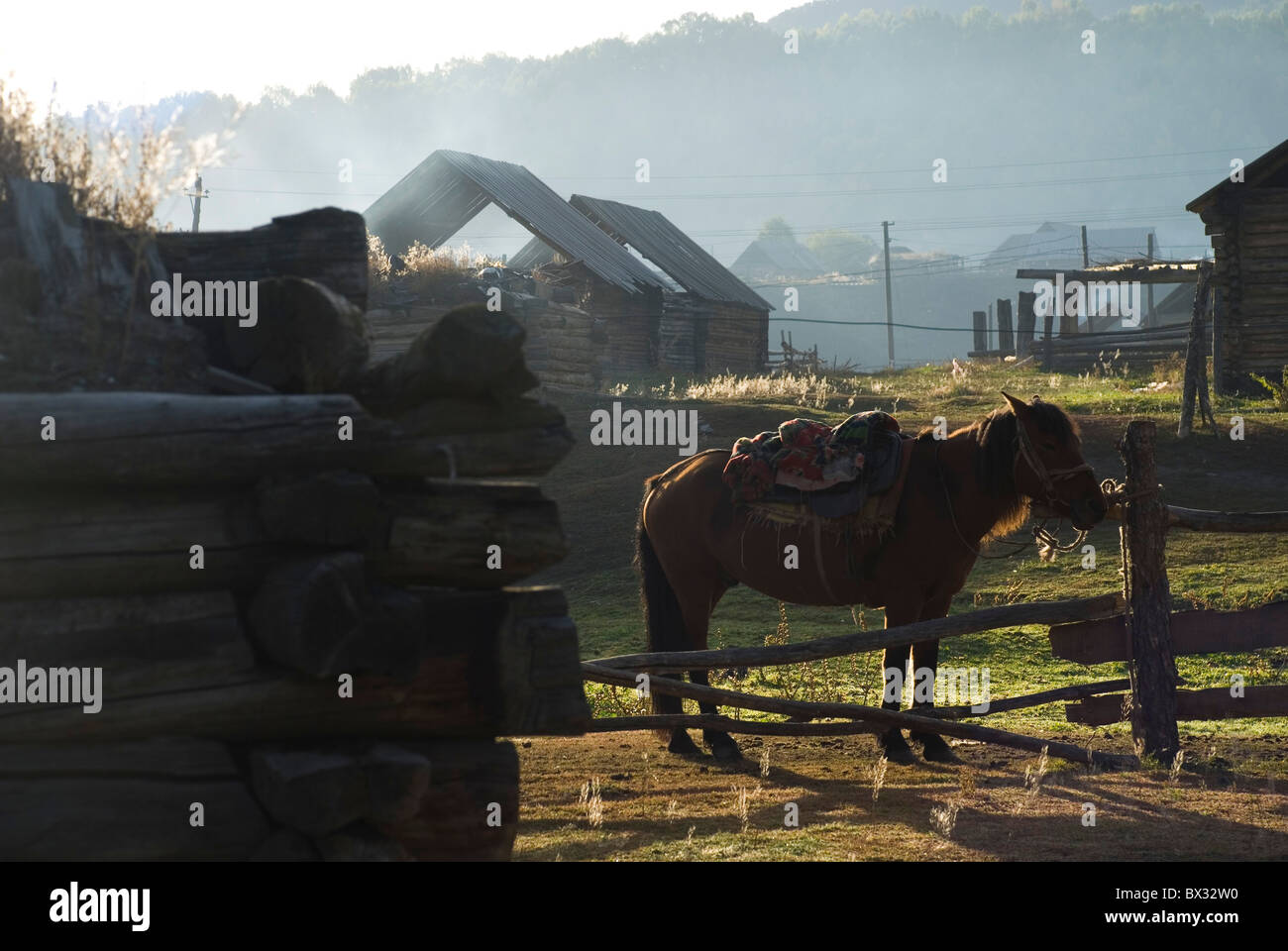 Hemu village, Northern Xinjiang, China. Stock Photo