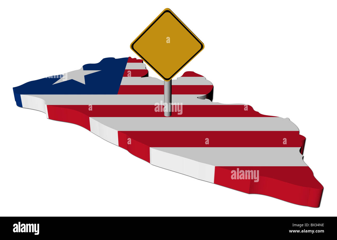 warning sign on Liberia map flag illustration Stock Photo - Alamy
