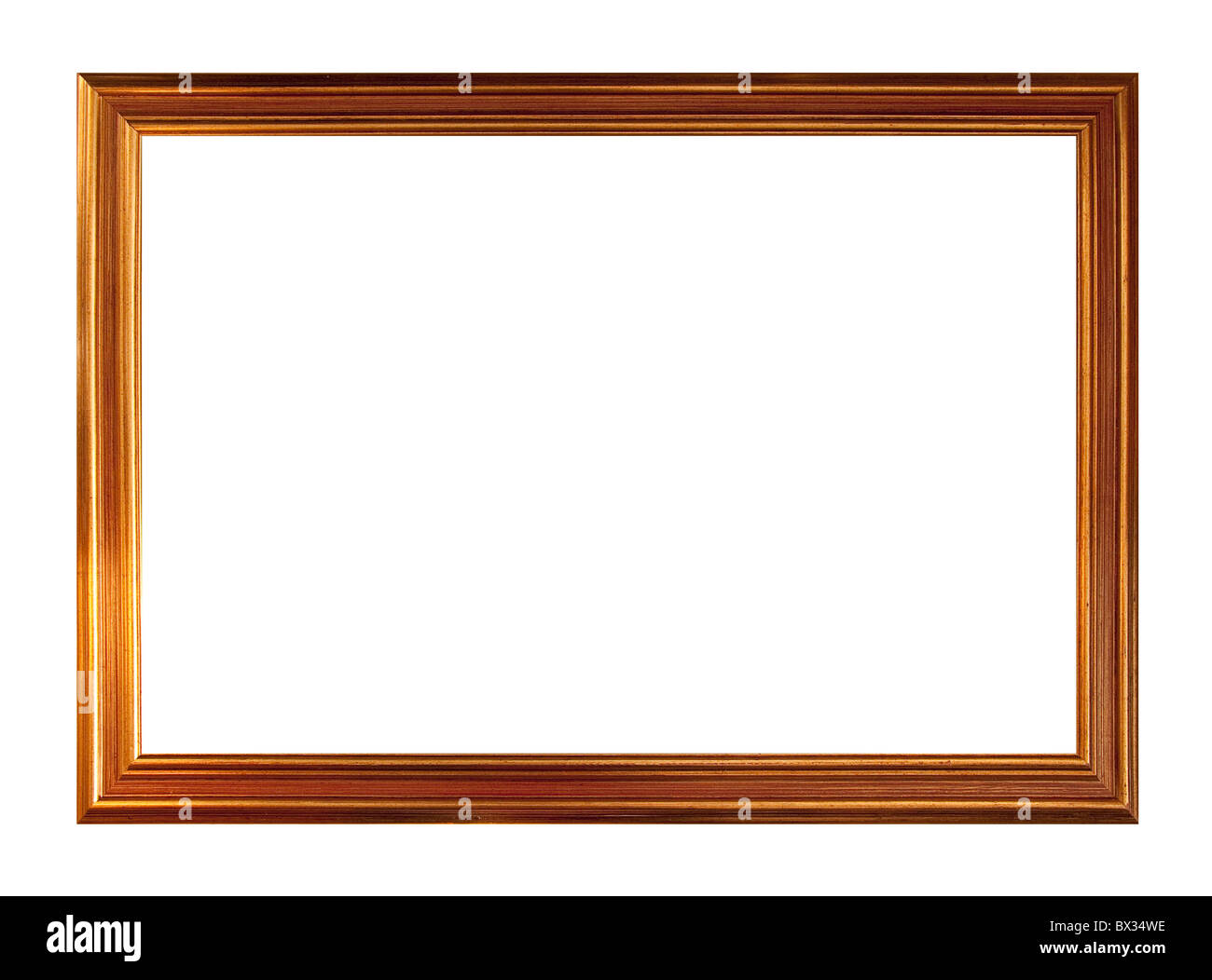 Gold picture frame, isolated on white Stock Photo