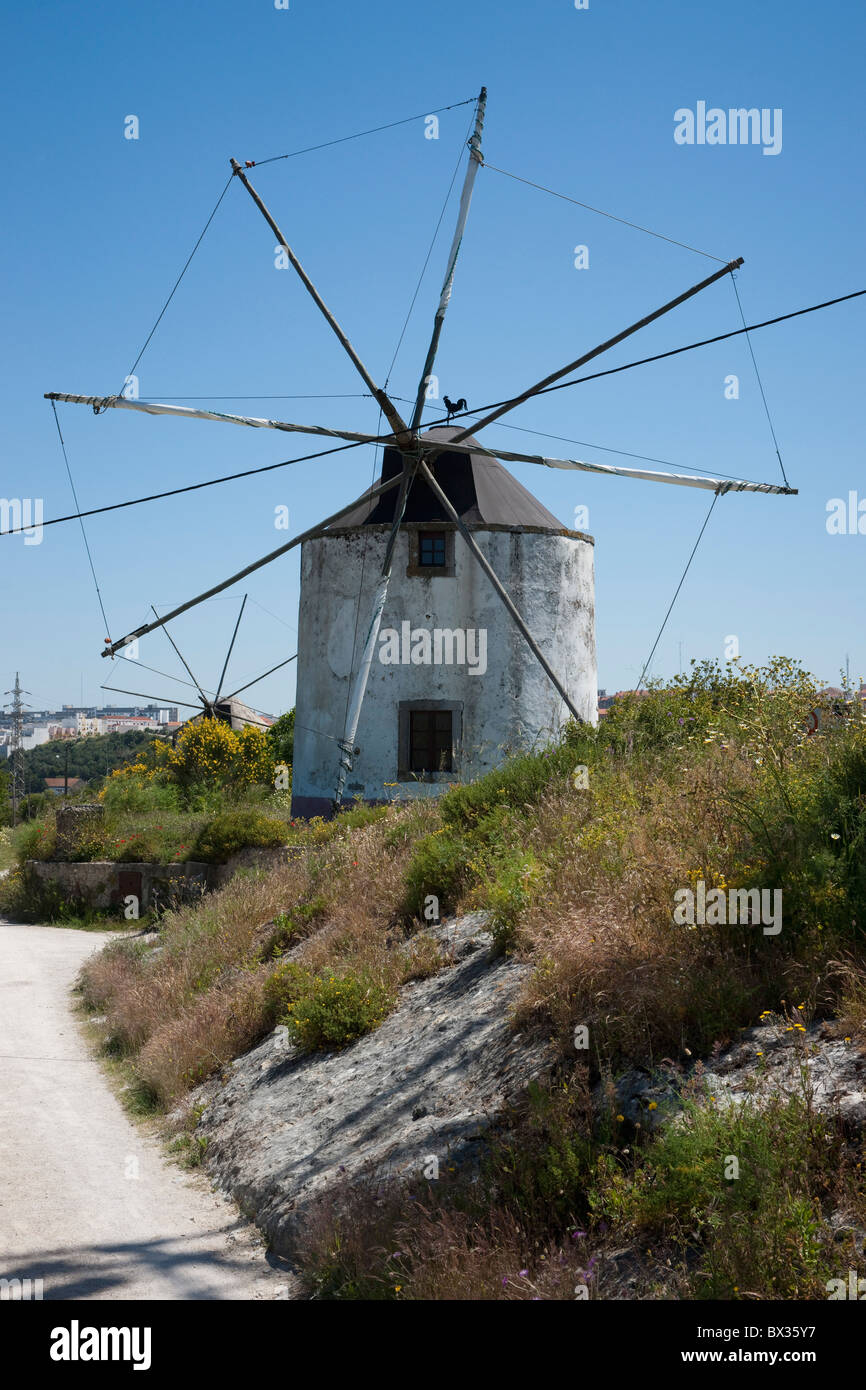 Large Windmill Now Used As A Home; Palmela, Portugal Stock Photo