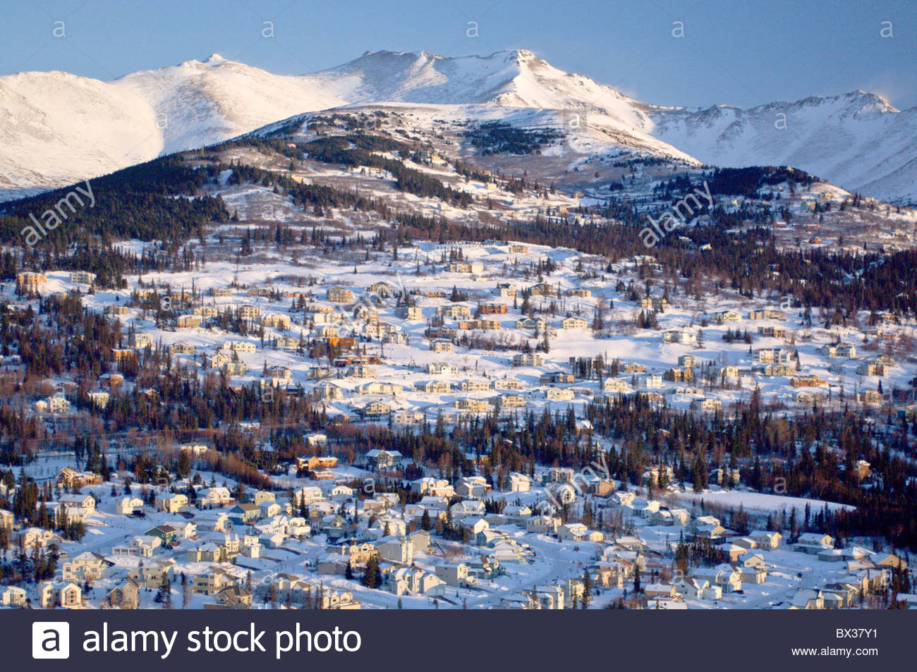 Alaska. Anchorage Rabbit Creek / Hillside suburbia Stock Photo