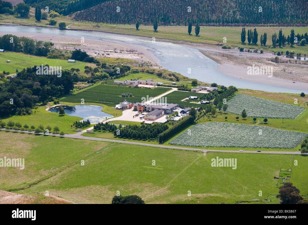 Te Mata Peek,Tukituki Valley,River,Te Mata Rd,Rolling Hills of Kaokaoroa, Raukawa Ranges,Hawke's Bay,Havelock North,New Zealand Stock Photo