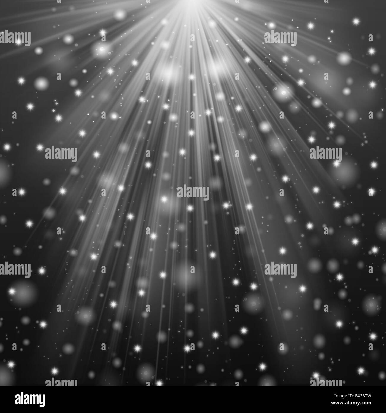 Abstract backgrond of Snow and star on dark sky Stock Photo