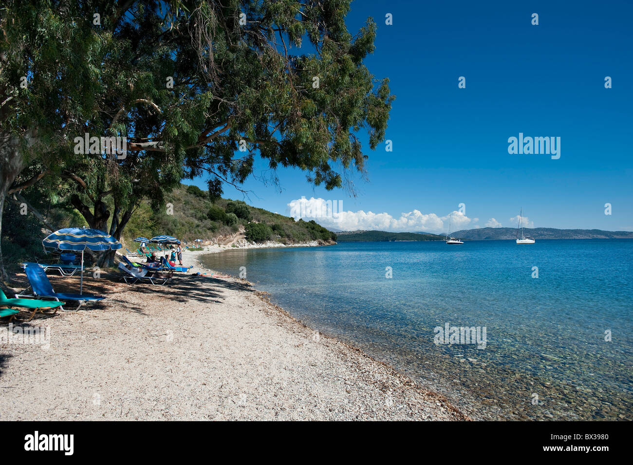 Beach at Agios Stefanos, Corfu, Greece Stock Photo
