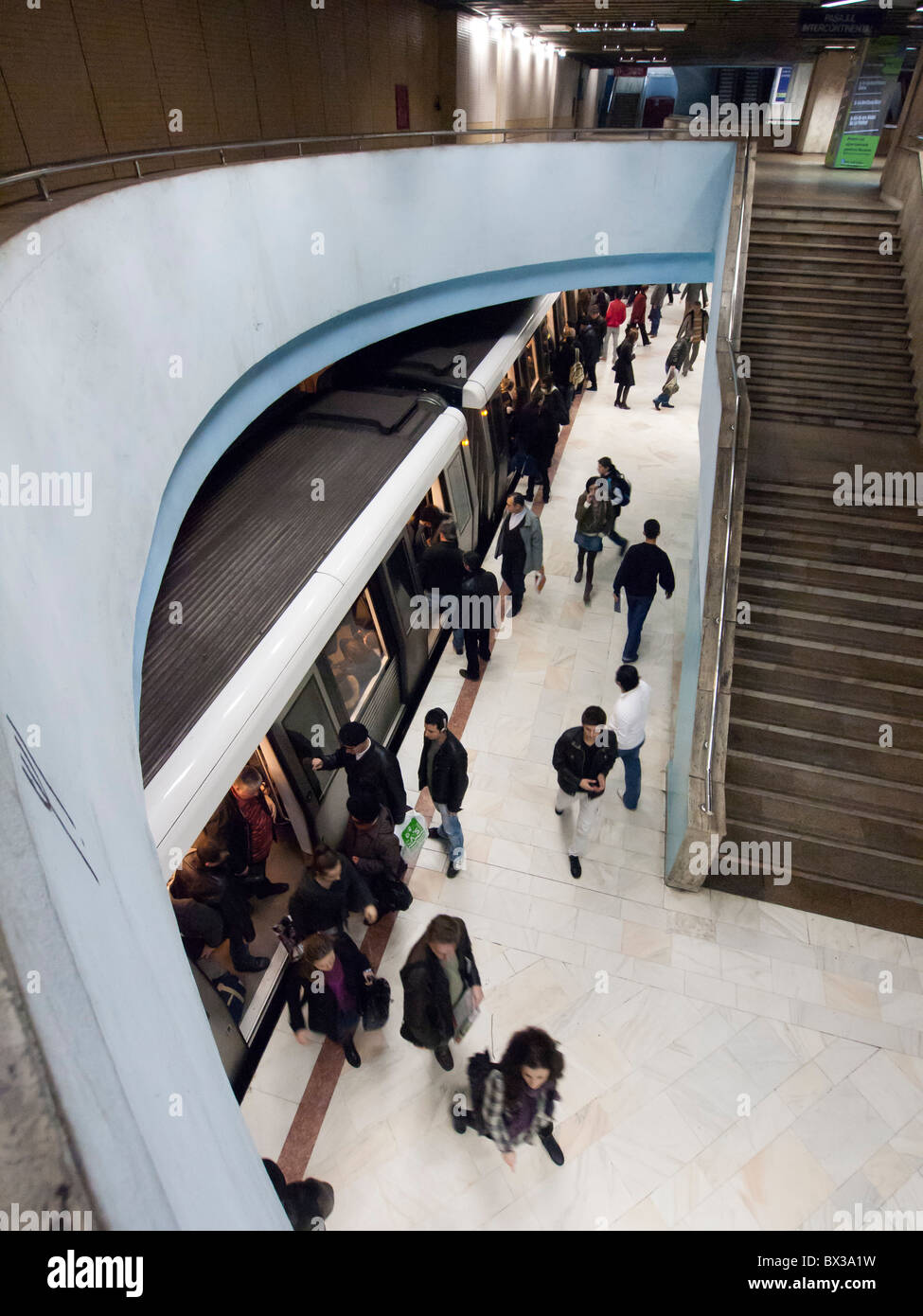 Interior of subway station on metro system in Bucharest Romania Stock Photo