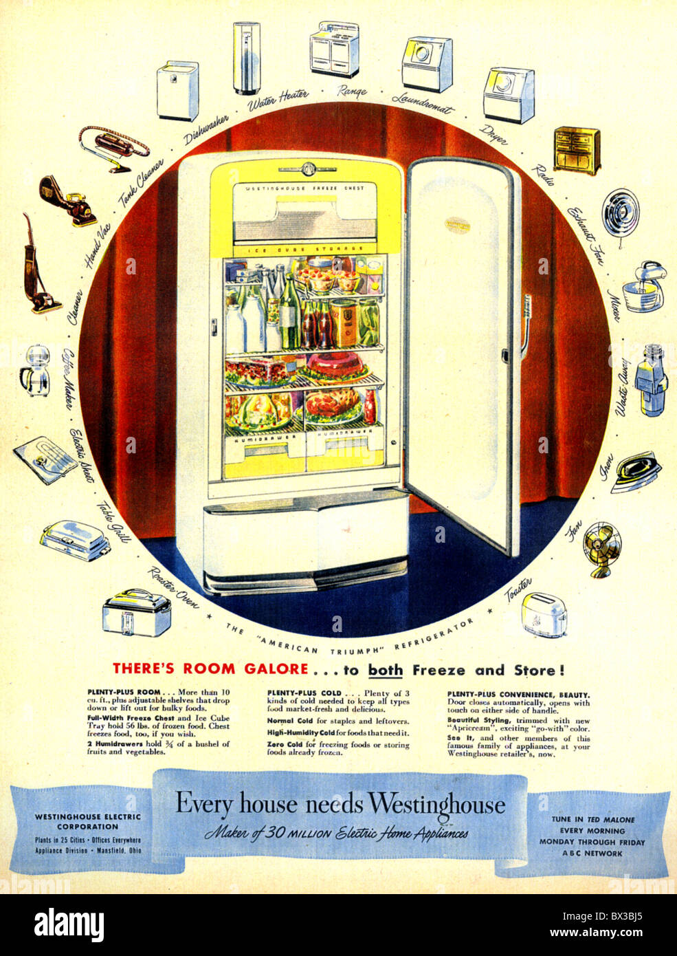 1948 WESTINGHOUSE REFRIGERATOR advert Stock Photo