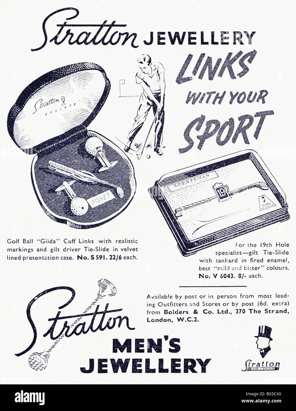 Stratton men's jewellery black and white advert in Punch magazine circa ...