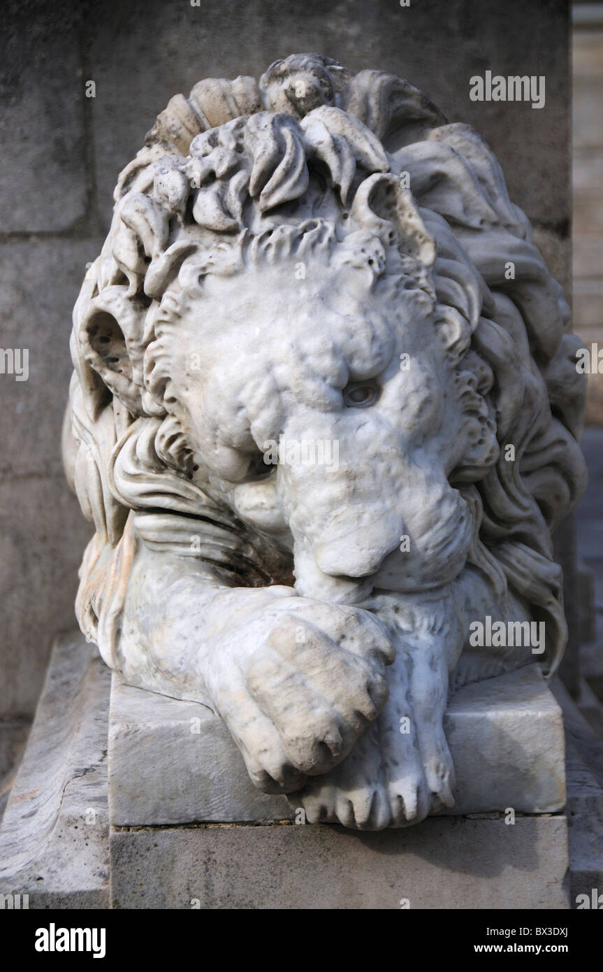 Lion statue in Bournemouth town garden, Dorset UK July 2010 Stock Photo