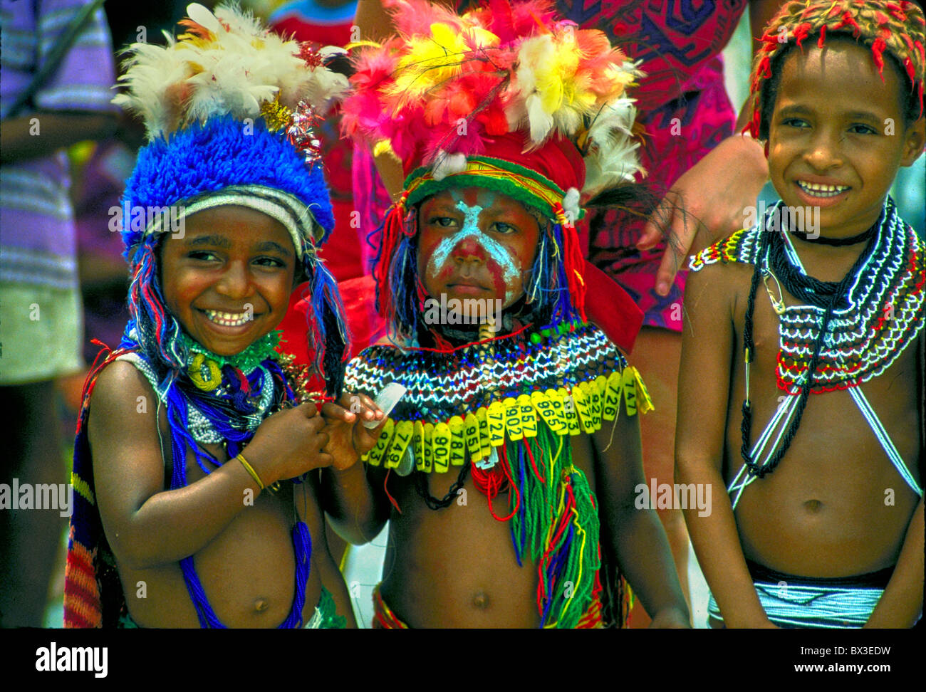 South Pacific Papua New Guinea New Britain Rabaul Bismarck Archipelago Solomon Sea people children costumes f Stock Photo