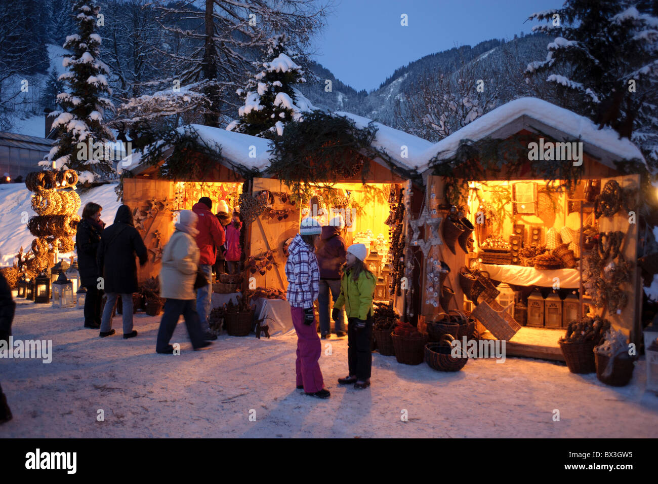 christmas market in Ettal, Germany, with shop for gifts, presents and