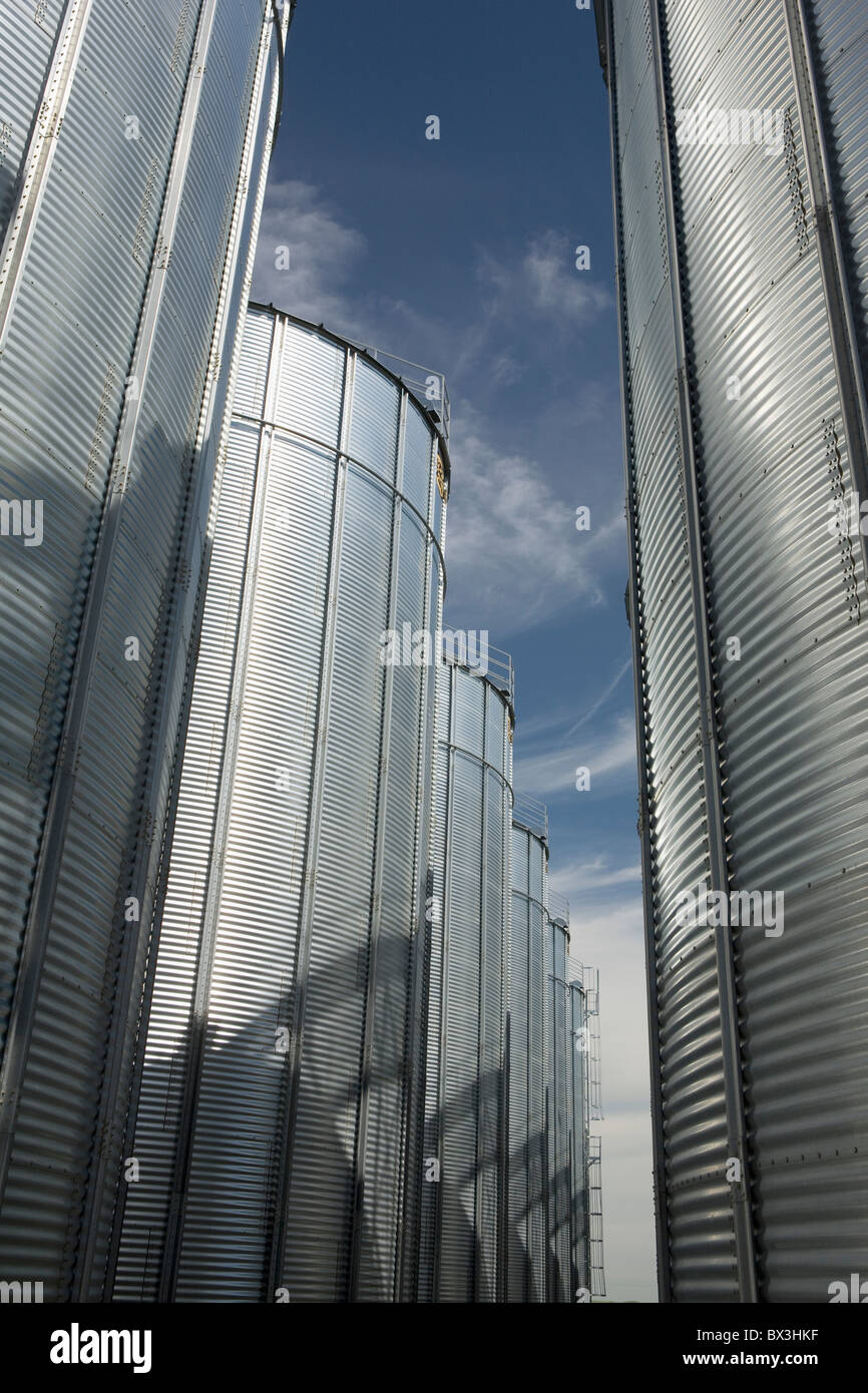 Large Grain Storage Bins; Alberta, Canada Stock Photo Alamy