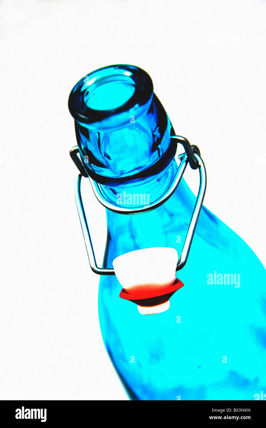 A blue glass bottle Stock Photo