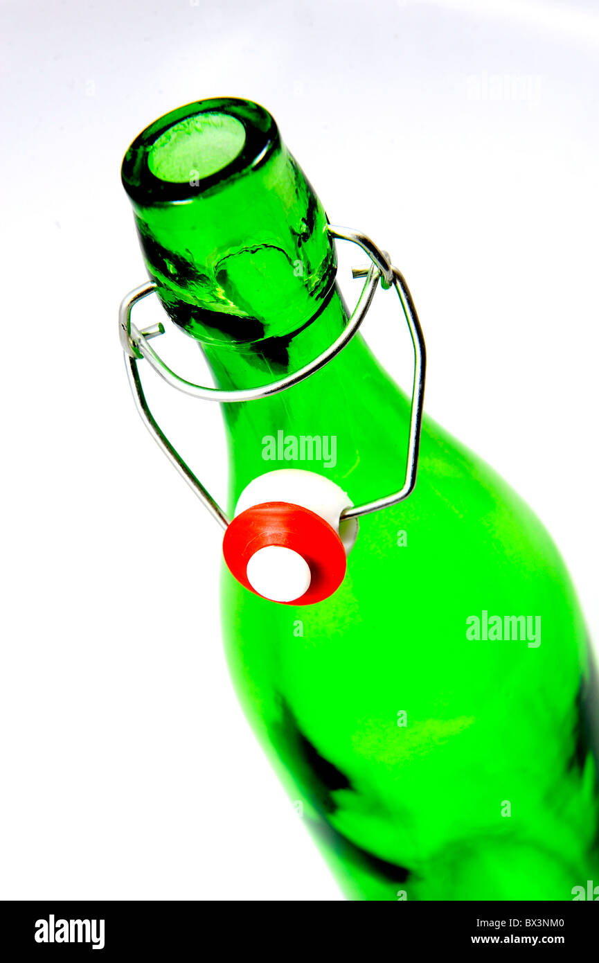 A green glass bottle Stock Photo