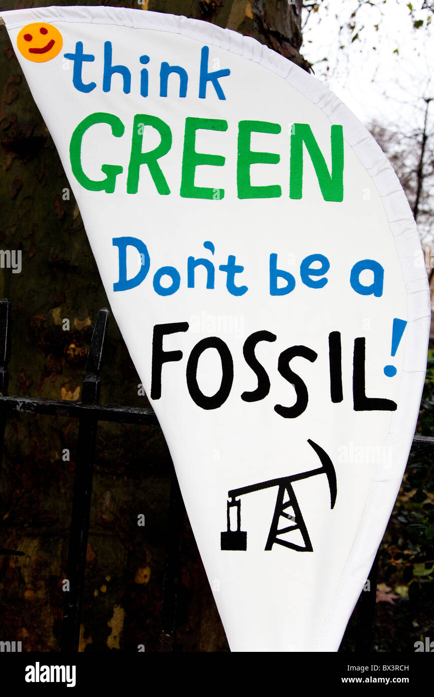 Placard at the Climate Change March 2010, London, UK Stock Photo