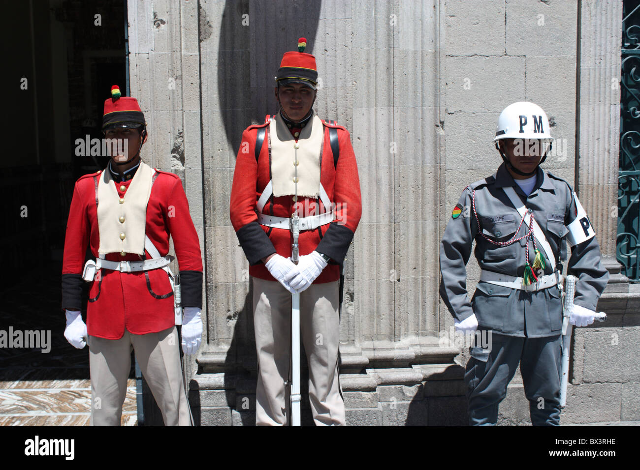 Guards Outside the Presidential Palace (Palacio Quemado) Stock Photo