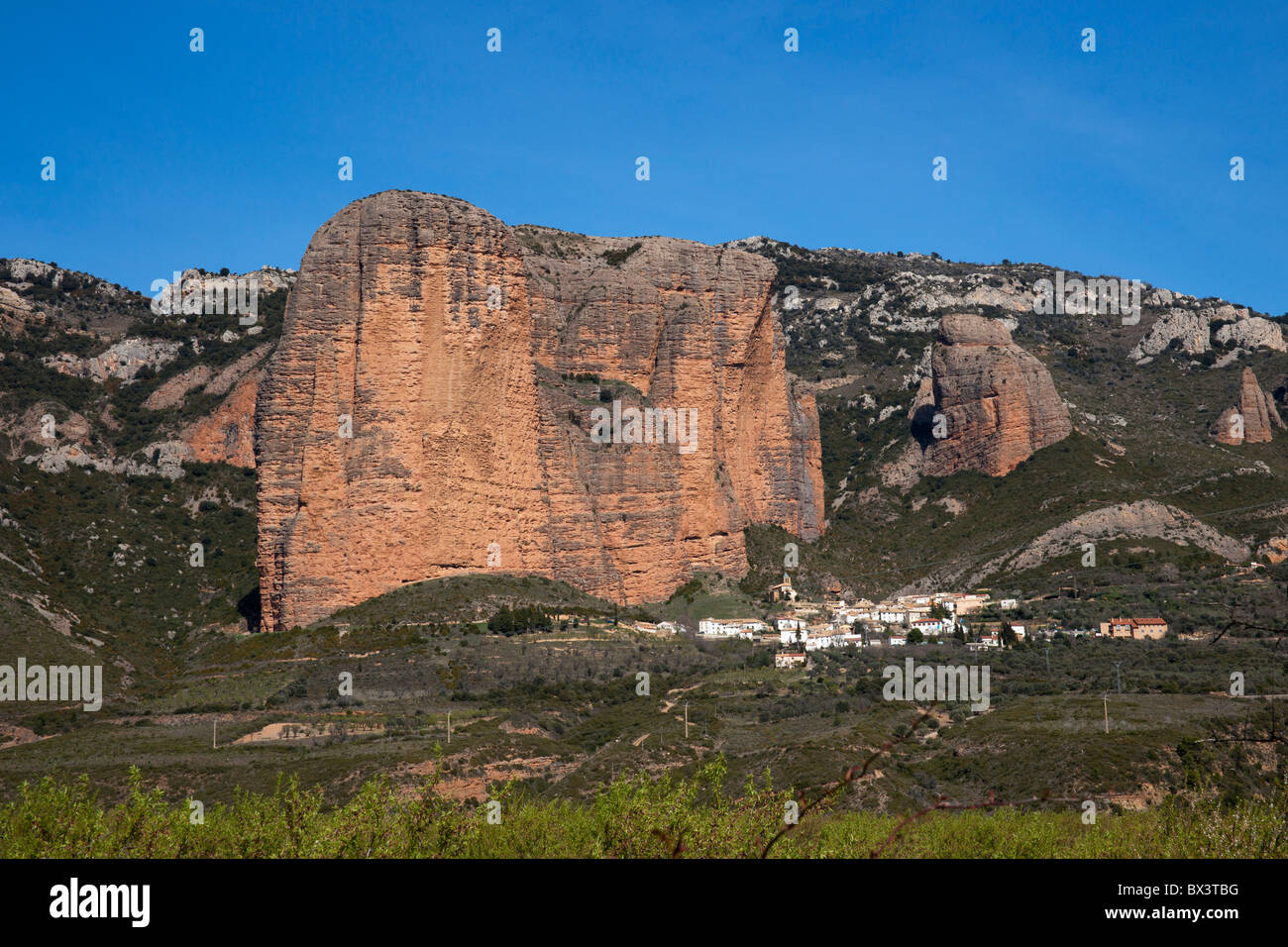 Los Mallos De Riglos, Near Ayerbe; Aragon, Spain Stock Photo