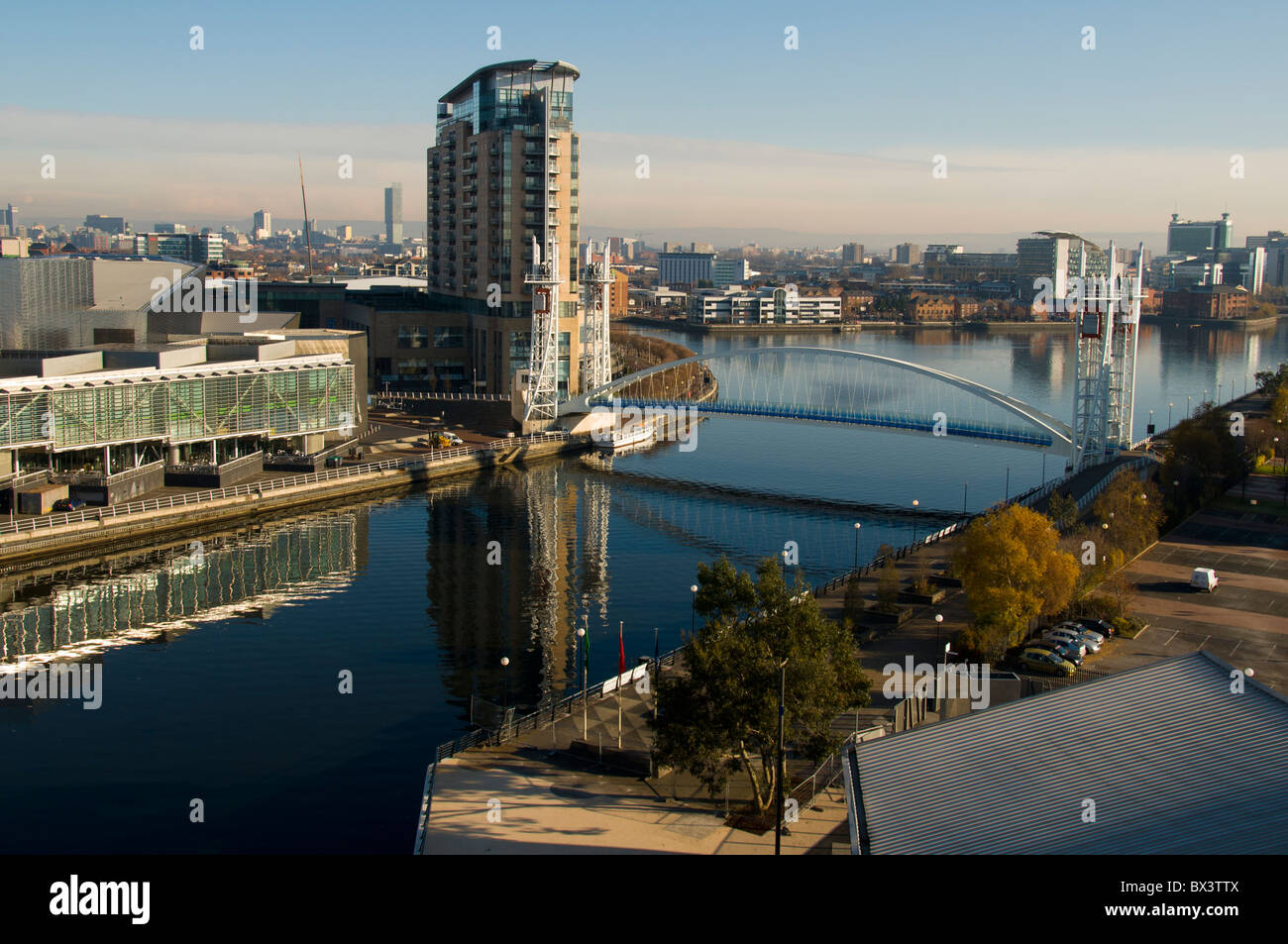 Imperial Point apartment block and Millennium bridge over the
