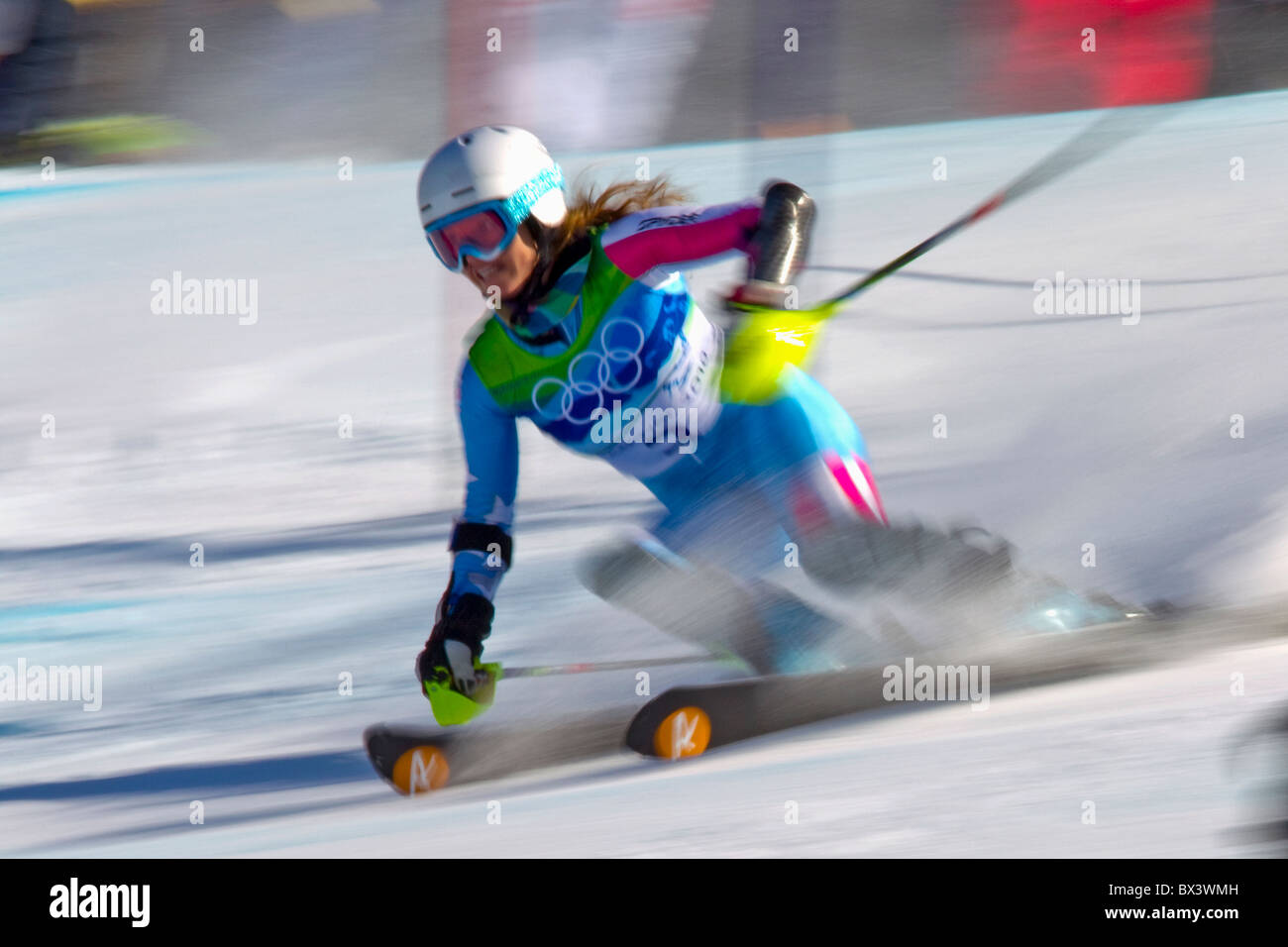 2010 Vancouver Winter Olympics; Womens Super Combined, slalom; Julia Mancuso (USA) Stock Photo