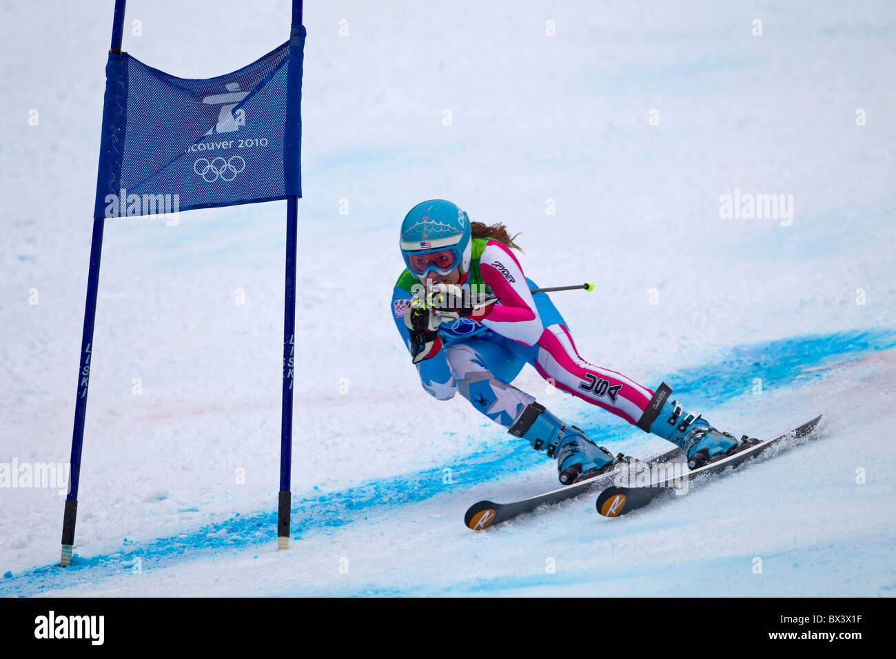 2010 Vancouver Winter Olympics; Womens Giant Slalom; Julia Mancuso (USA) Stock Photo