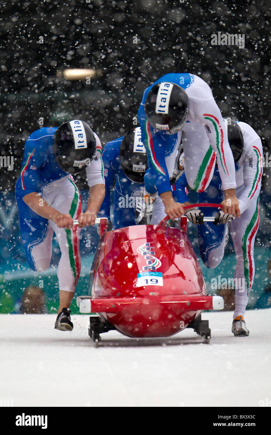 2010 Vancouver Winter Olympics; Mens 4-man Bobsleigh; Team Italy #19 ITA1 Stock Photo
