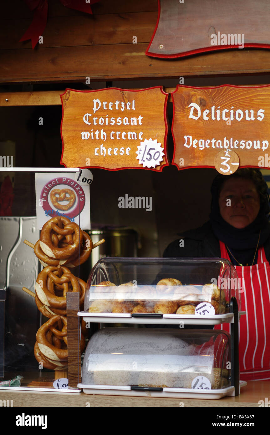 Christmas market food stall Manchester Stock Photo