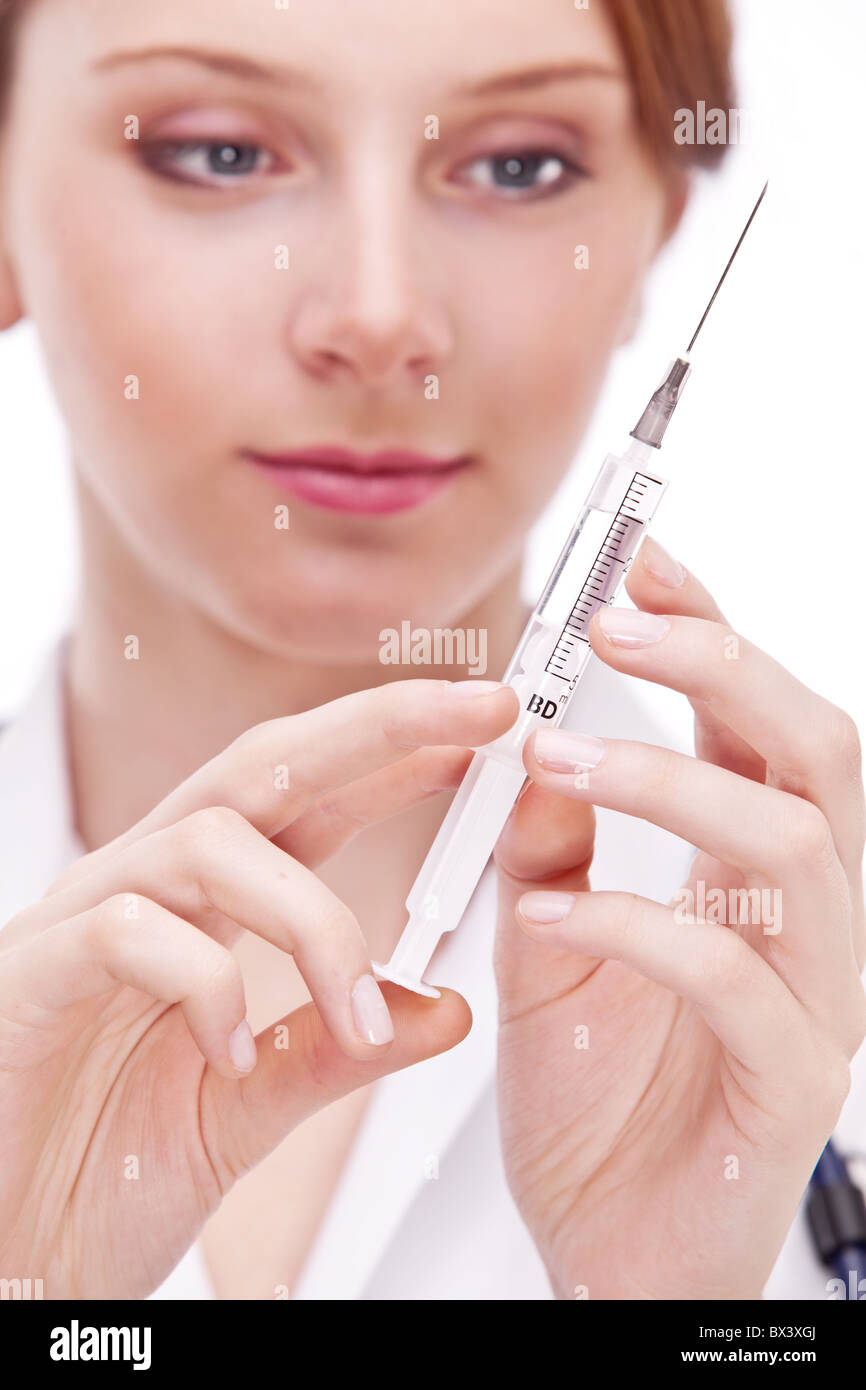 Doctor holds on syringe. Macro shoot of syringe Stock Photo Alamy