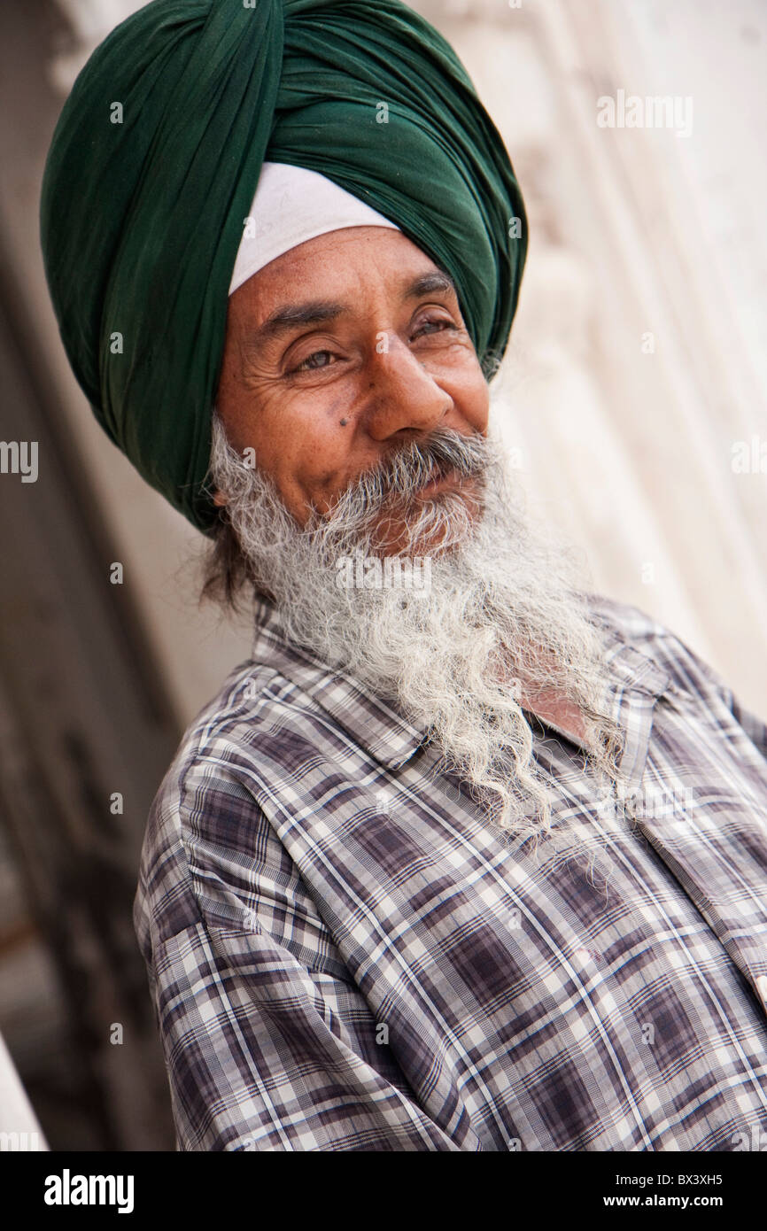 a Sikh smiling looking far, Golden Temple, Amritsar, Punjab, India ...