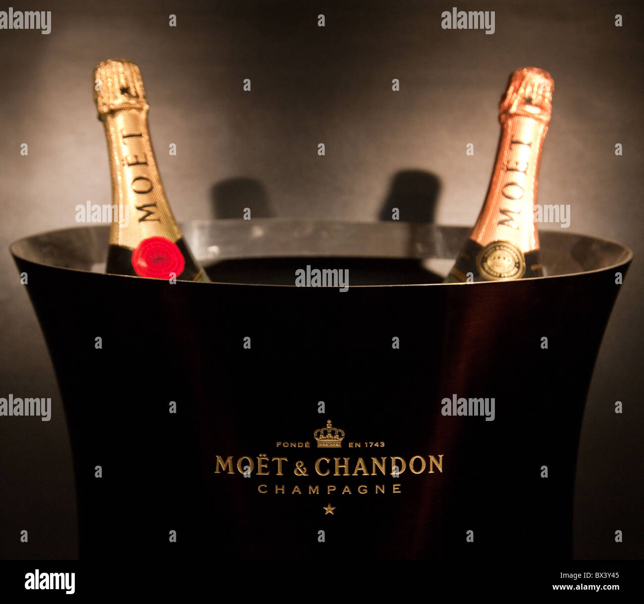 Moet and Chandon Champagne display, The Moet and Chandon House, Avenue de Champagne, Epernay, France Stock Photo