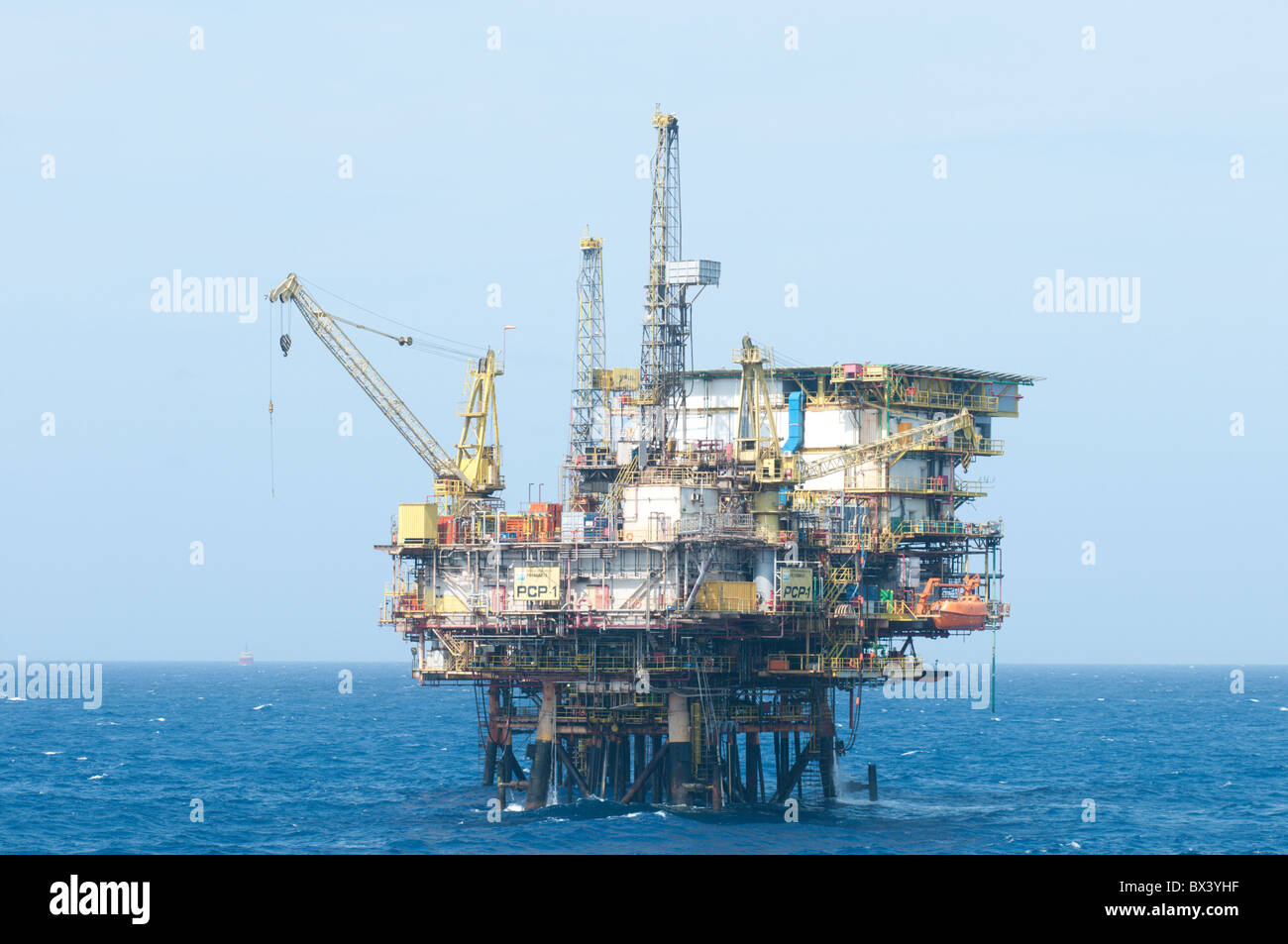Oil rig PCP-1, from brazilian oil company Petrobras.  Offshore Rio de Janeiro, Brazil. Stock Photo