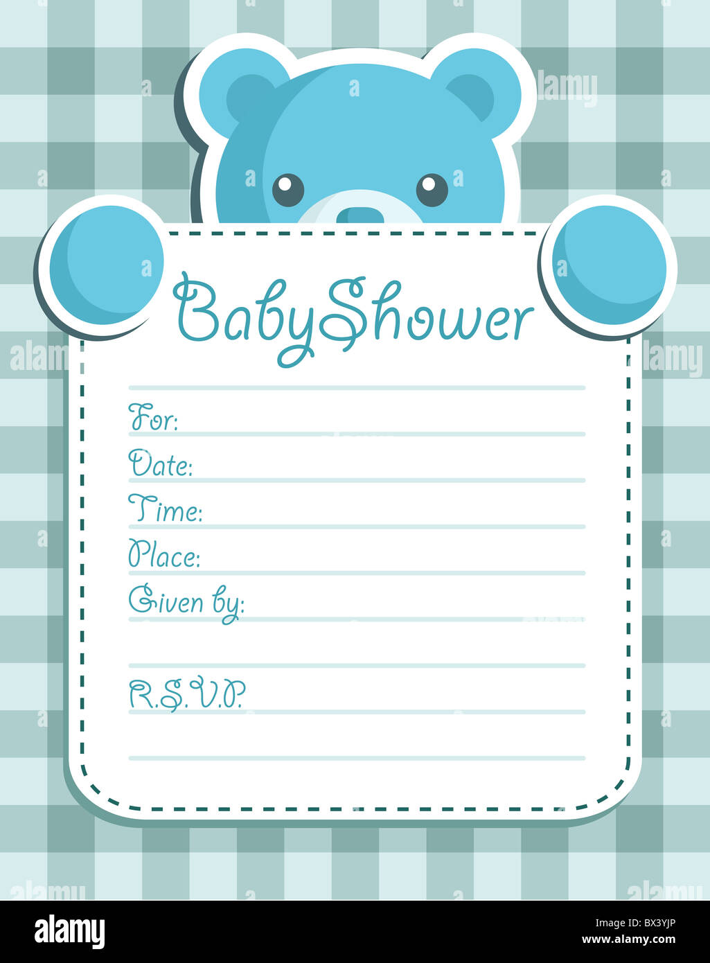 Baby boy shower invitation card Stock Photo - Alamy