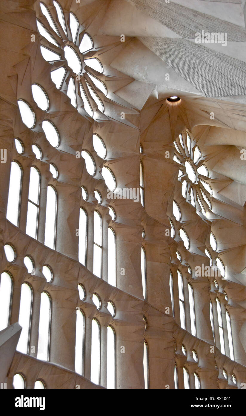 La Sagrada Familia interior detail - begun in 1882 by Antoni Gaudi ...