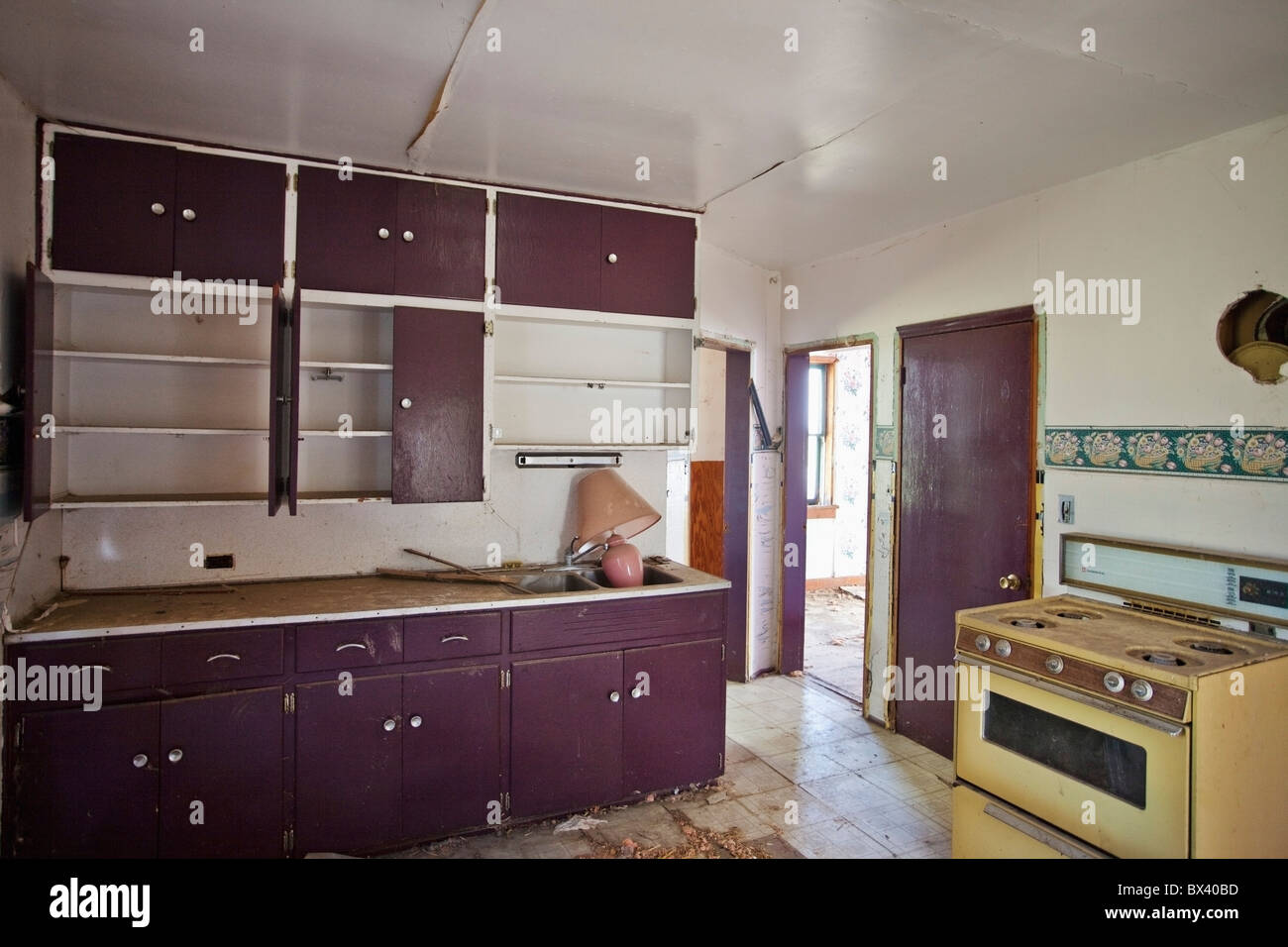 An Old Kitchen In Need Of Renovations Stock Photo