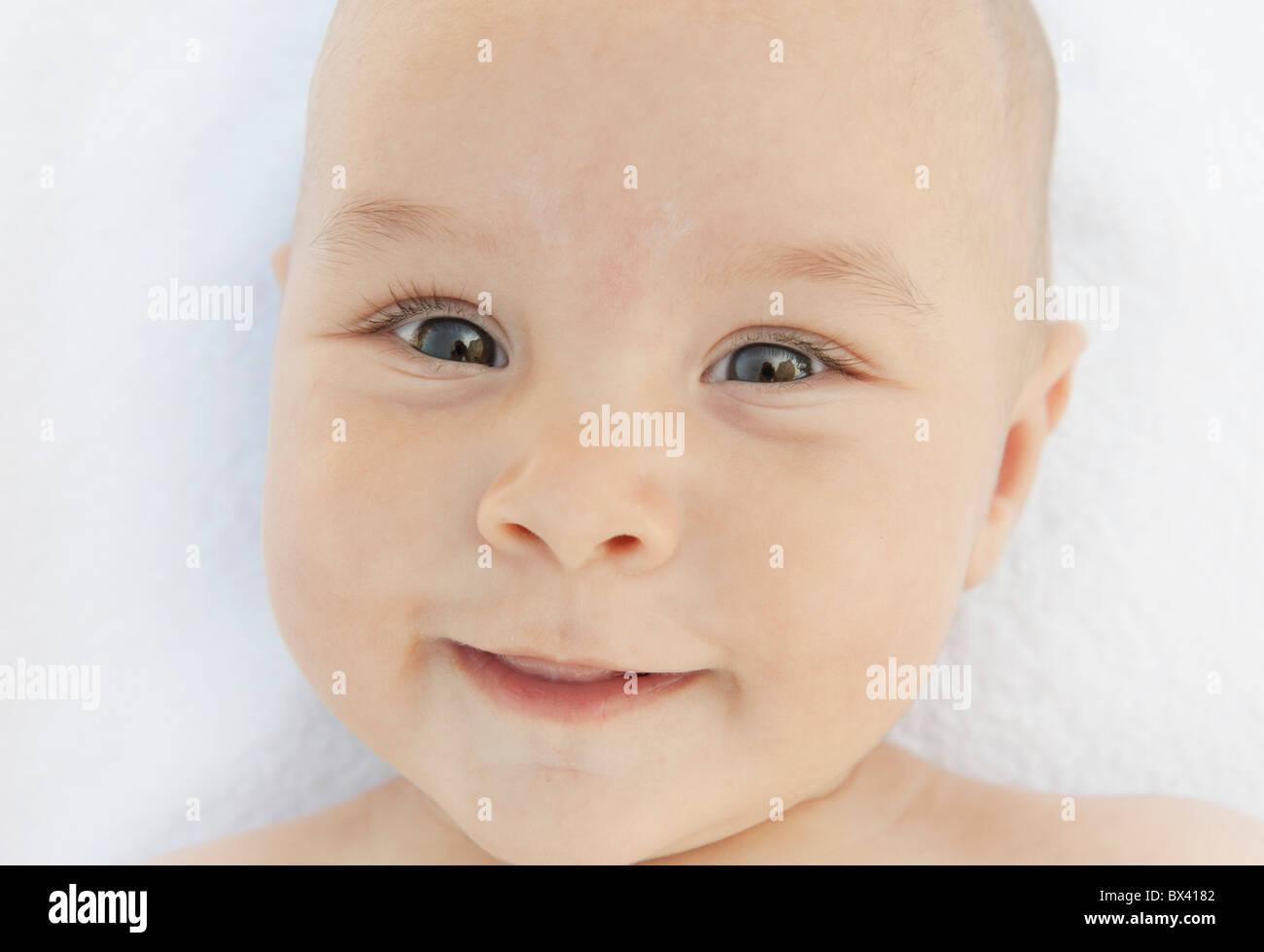 A Baby With Blue Eyes Stock Photo Alamy