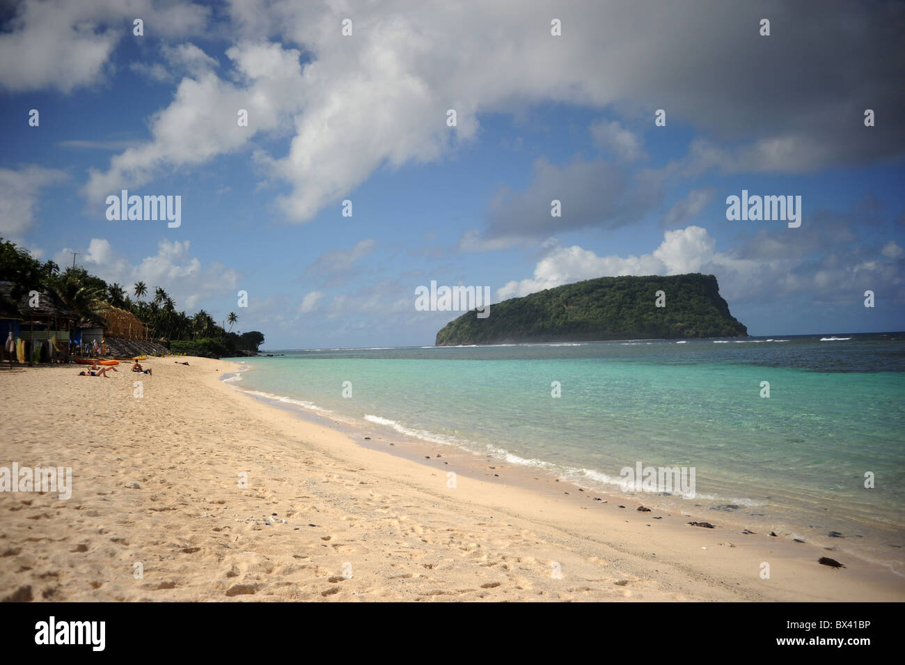 View from the Taufua Fales, Lalomanu, Western Samoa Stock Photo