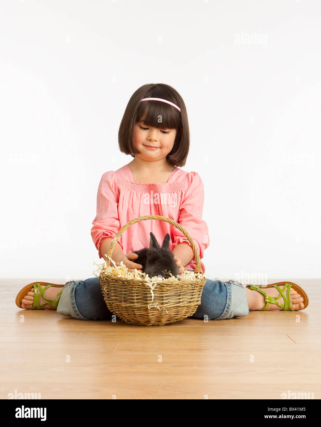 Kid and pet rabbit hi-res stock photography and images - Alamy
