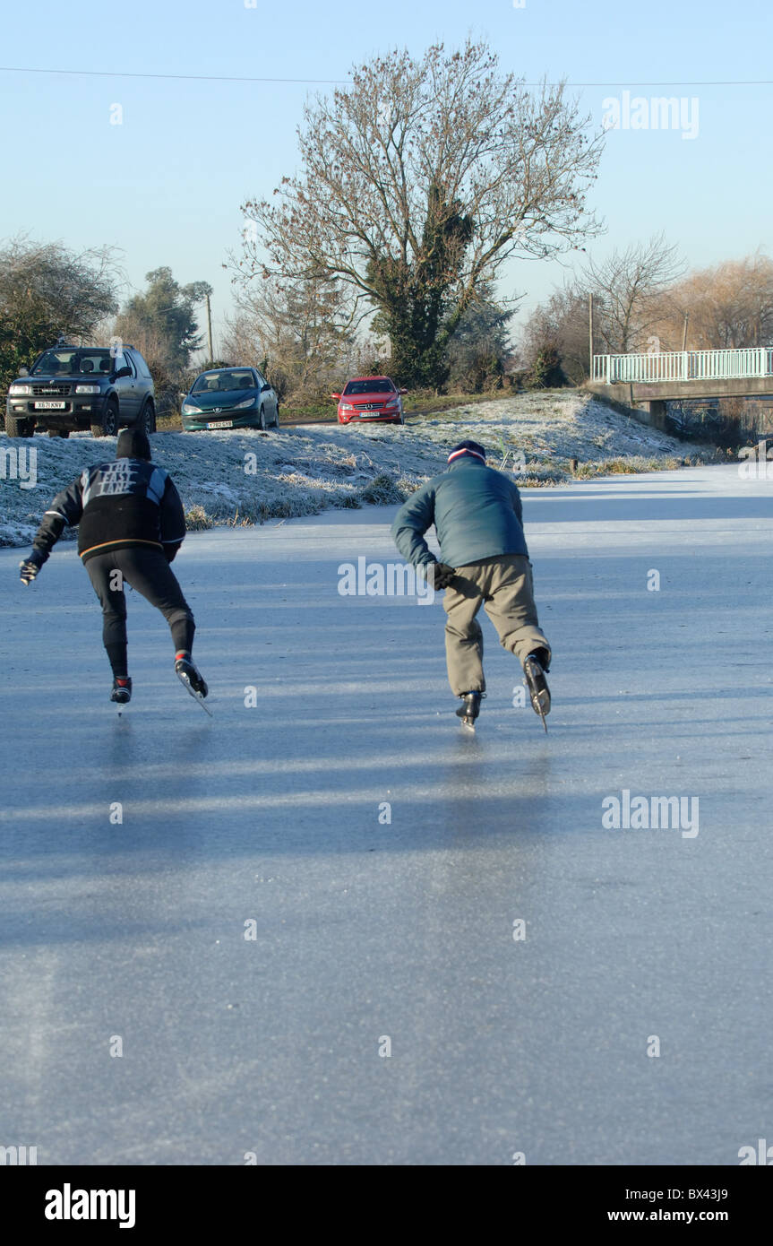 Ice Skating Fens Stock Photo