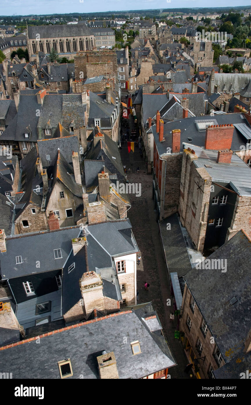 Townscape view of Dinan, a medieval town in Brittany, France. Stock Photo
