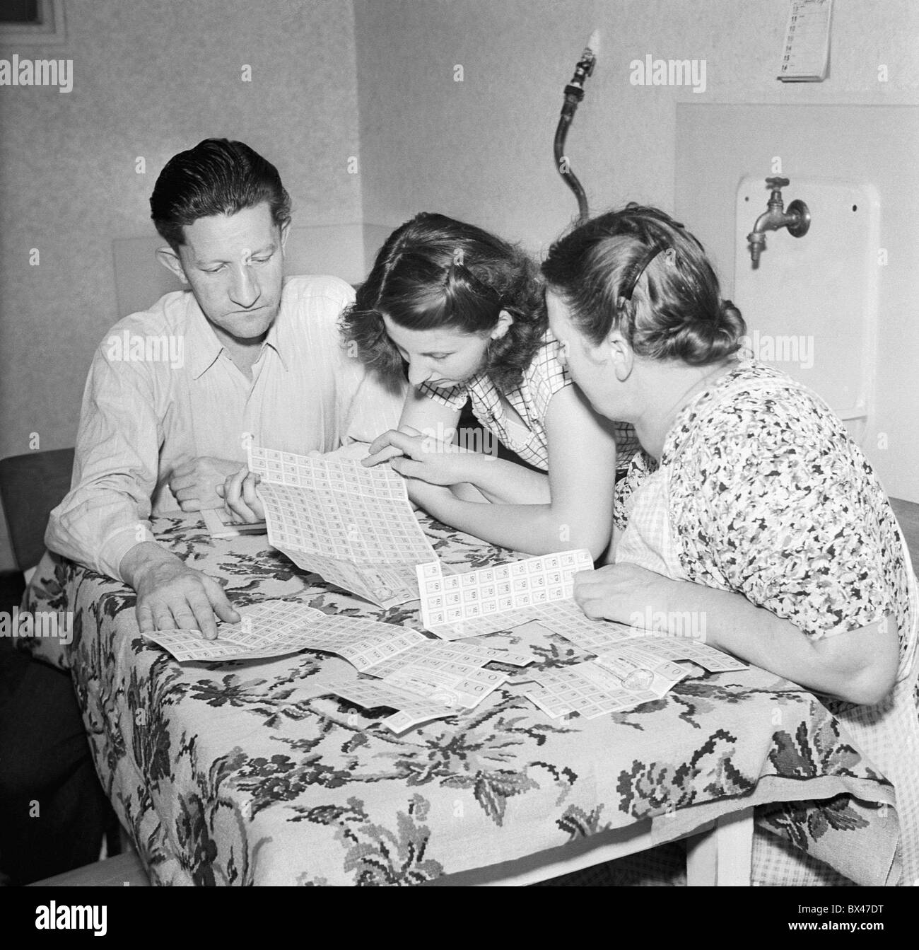 Czechoslovakia - 1949. 'Family life of Czechoslovak worker' story was shot for Life Magazine. CTK Vintage Photo. Stock Photo