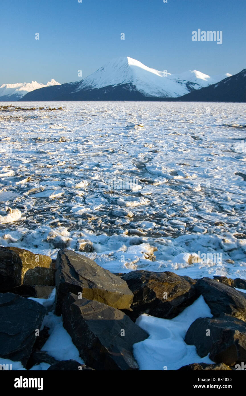 scenery landscape ice mountains water frozen Turnagain arm Inlet Cook ...