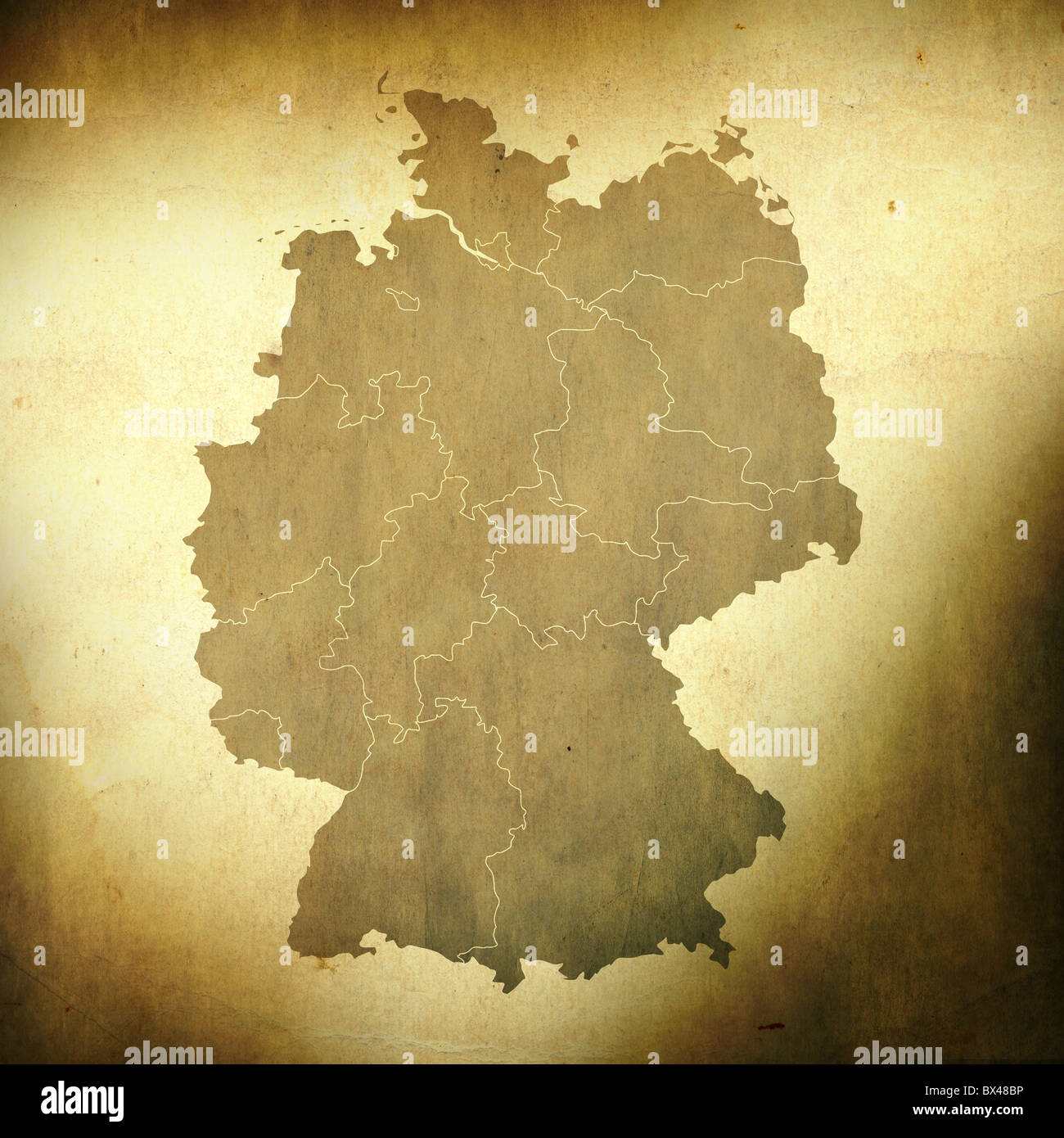 There is a map of Germany on grunge paper background Stock Photo